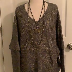 NWT LOVE TOKEN DARK GREY SWEATER PONCHO TOP